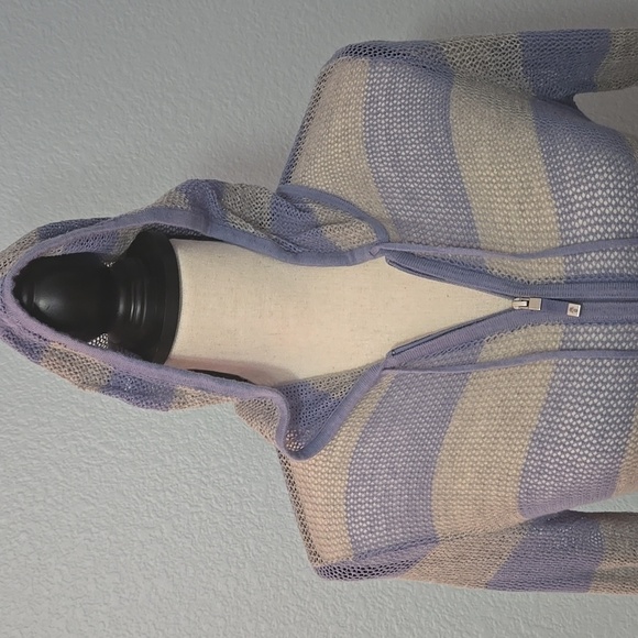 TOMMY BAHAMA Zippered Hoodie Cardigan Linen Blend Lightweight SZ Small Blue Gray - Picture 5 of 14